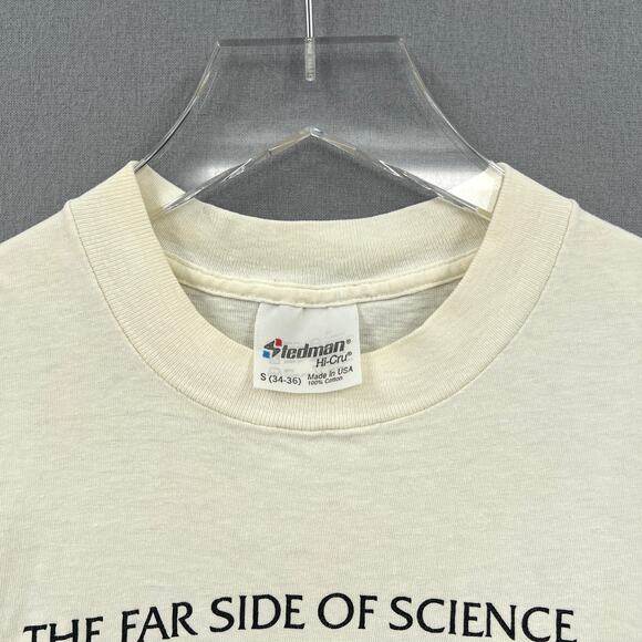 VINTAGE  Far Side Larsen Short Sleeve Tee Mens S White Natural History Museum - Picture 8 of 11
